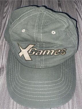 Vintage X Games sage green baseball cap with embroidered lettering